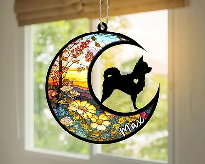 Personalized Dog Memorial, Custom Name Chihuahua Long Haired Dog Christmas Ornament with Name, Custom Breeds, Pet Loss Light Catcher, Gifts for Lovers Loss of Pet Sympathy on Mothers Day Christmas