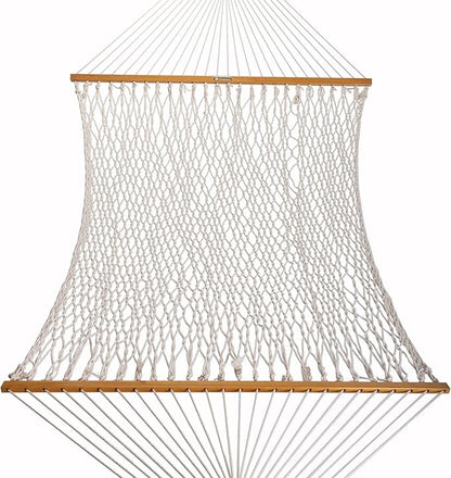 Original Pawleys Island Deluxe Oatmeal DuraCord Rope Hammock – 13 ft. x 65 in, 2-Person, 450 lb Capacity, Oak Spreader Bar, Zinc-Plated Hardware, Handcrafted in The USA