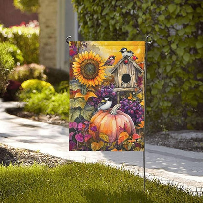 Fall Thanksgiving Pumpkin Garden Flag Vertical Double Sided Outdoor Yard Flags 12.5x18 Inch Burlap Banners for House Lawn