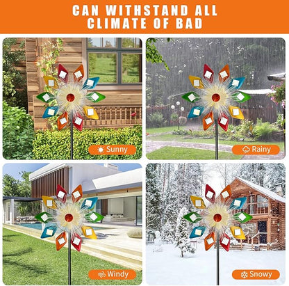 Solar 45" Sunglasses Wind Spinners for Yard and Garden, Metal Clearance Windmill Kinetic Wind Spinner Outdoor Decor, Wind Sculpture Yard Art Decorations for Patio, Lawn & Garden