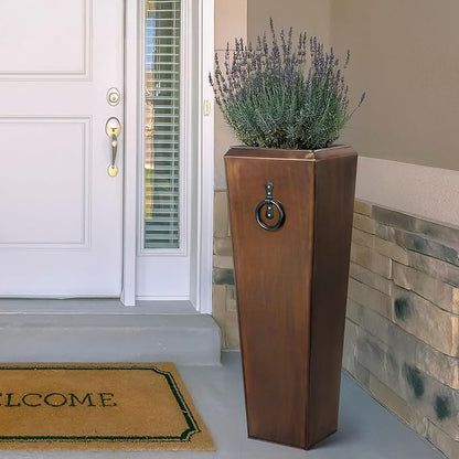 H Potter Tall Outdoor Planters Copper Large Flower Pots Indoor for Patio Balcony Garden Deck Front Porch Entryway Antique Copper Single Large