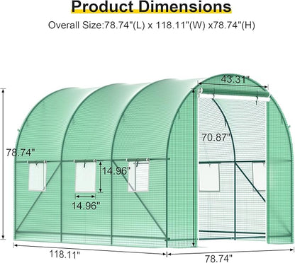 GOJOOASIS Greenhouse Outdoor Green House for Outside Winter Heavy Duty Large Walk-in Tunnel Portable Greenhouses for Backyard Plants Shed (10'x7'x7')