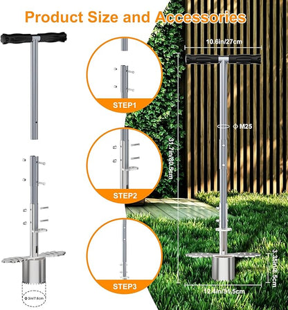 Sod Plugger Tool, Bulb Planter Tool with Stainless Steel Sharp Serrations, Grass Plugger Tool and Turf Cutter with Anti-slip pedal – Garden Tools and Yard Tools for Zoysia, Bermuda and More Plants