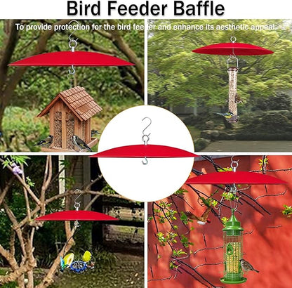 Bird Feeder Baffle, Metal Hummingbird Feeder Rain Guard for Bird Houses,13 inch Hanging Baffle Weather Guard for Outside Red 2 Pack