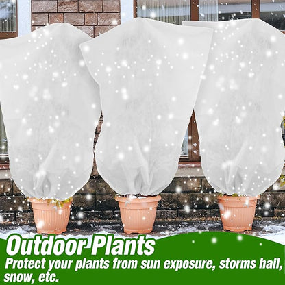 Gardzen 5-Pack Plant Cover Drawstring Tree Cover, Winter Freeze Plant Protection, Tree Jacket Frost Blanket for Outdoor Plants, 31" x 40"