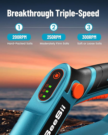 SEESII Electric Tiller for Gardening 300 RPM Rototiller Cordless Cultivator Total 8000mAh Battery Powered Garden Tiller 4 Pcs Blades for Smooth Tilling&Cleaning, Handheld Tiller for Raised Garden Beds