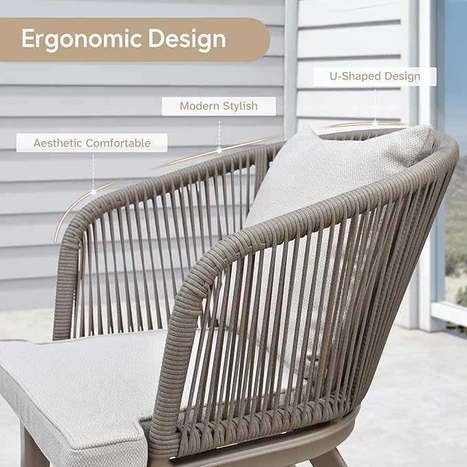 PURPLE LEAF 9 Pieces Outdoor Metal Furniture Set Patio Conversation Sets Dining Set, 1 Square Dining Table and 8 Modern Chairs with Cushions Seat Champagne