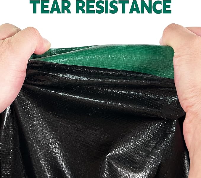 Tarp 12x20 ft Heavy Duty 100% Waterproof 10mil,UV Resistant,Durable Grommets and Reinforced Edges Green/Black Tarp for Camping, Swimming Pools,Car Coverage -by MVPNET