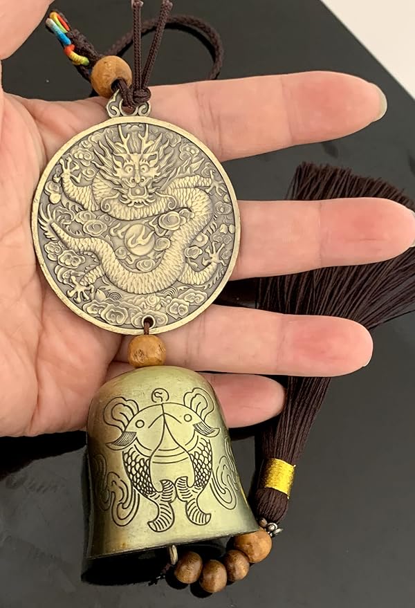 Traditional Lucky Feng Shui Wind Chime Bell Hanging Ornament Decoration for Protection Success Peace and Wealth (Chinese Dragon)