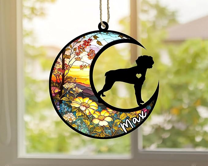 Personalized Dog Memorial, Custom Name Brittany Dog Christmas Ornament with Name, Custom Breeds, Pet Loss Light Catcher, Gifts for Lovers Loss of Pet Sympathy on Mothers Day Christmas