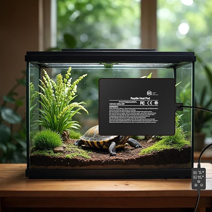 Simple Deluxe 6X8 Inch 8W Reptile Heating Pad with Adjustable Thermostat Under Tank Terrarium Heating Mat for Turtles, Lizards, Frogs, and Other Reptiles