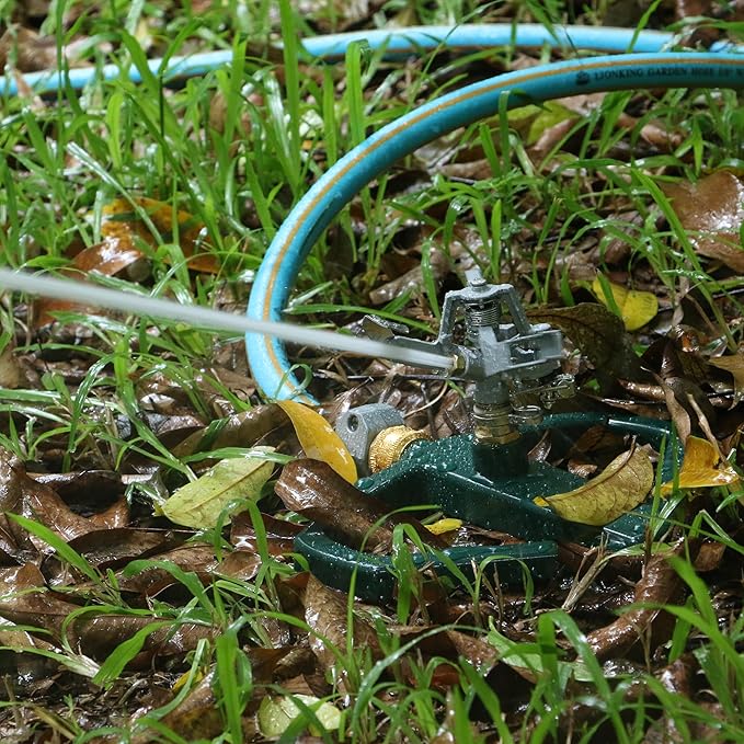 STYDDI Heavy Duty Impact Pulsating Sprinkler for Yard, All Metal Adjustable Rotating Circular Impulse Lawn Sprinkler for Medium to Large Areas, Lawn and Garden, Coverage up to 5,800 Sq. Ft