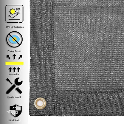 SUNNY GUARD Shade Cloth Custom Size 19x19 FT Sun Shade Screen Fabric Shade Cover Tarp with Grommets for Pergola Backyard Garden, Dark Grey(We Customized)