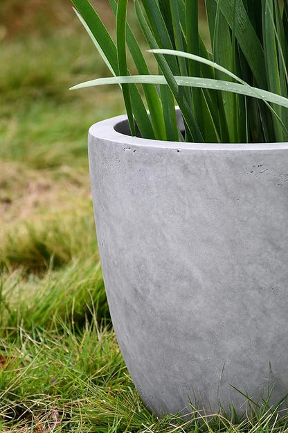Kante 18 Inch Dia Round Concrete Planter, Indoor Outdoor Large Plant Pot with Drainage Hole and Rubber Plug for Home Patio Garden, Natural Concrete