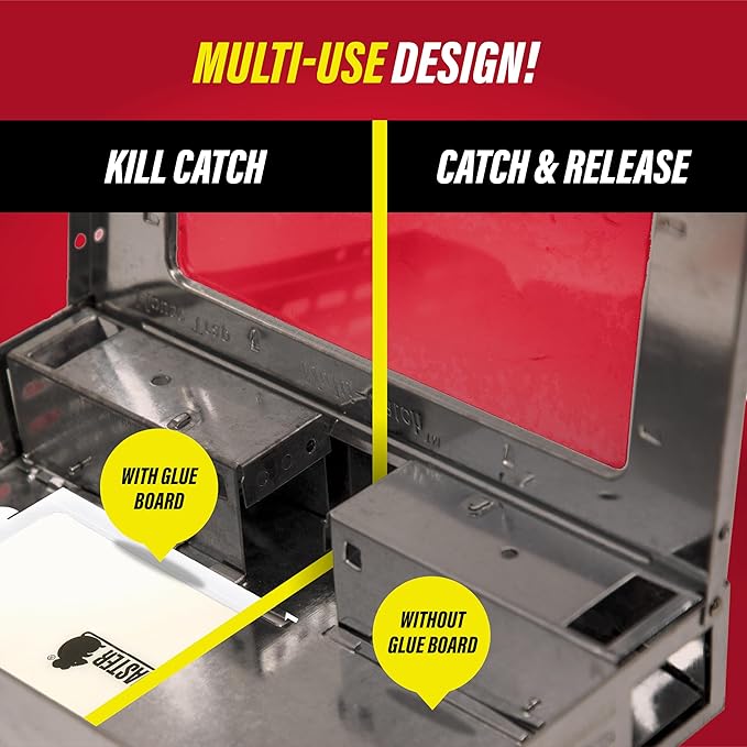 Catchmaster Multi-Catch Mouse Trap, Humane Mouse Trap Indoor for Home, Includes 1 Replaceable Glue Board, Live Catch Pest Control for Garage & Shed
