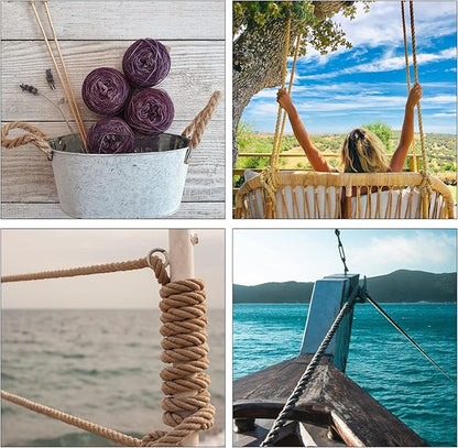 100 Feet 1/2 Inch Twisted Jute Rope, 3 Strand Hemp Rope Manila Rope Hanging Swing Cord for Nautical, Crafting, Gardening, Camping, Decor, Landscaping
