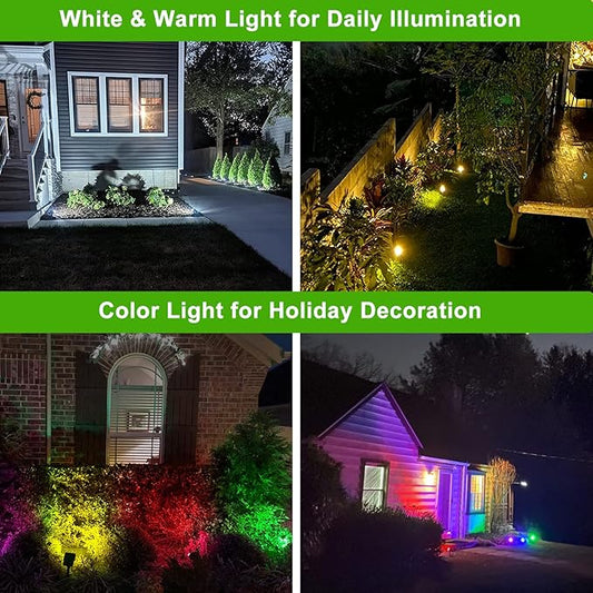 LANSOW Solar Spot Lights Outdoor Color Changing, 7 Modes/4 Pack, Waterproof, Solar Powered Flood Lights for Outside Yard Garden Pathway