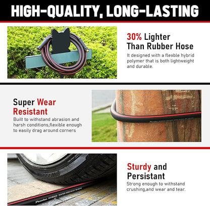 Garden Hose 100ft x 5/8", NON-EXPANDABLE Heavy Duty Premium Flexible Water Hose, No Kink, Leakproof, Lightweight Hybrid Hose with Male to Female Fittings for Household&Backyard