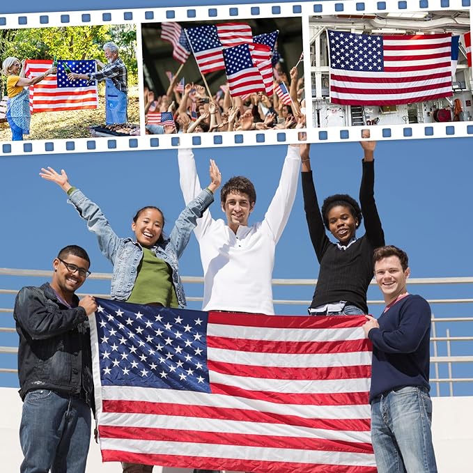 American Flag 6x10 FT Outdoor, Heavy Duty High Wind Extra Large US Flag, Embroidered Stars, 3 Brass Grommets, Oversized Indestructible Tough USA Flags Suitable for Outside