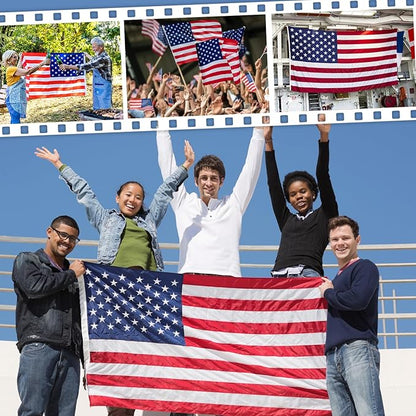 American Flag 6x10 FT Outdoor, Heavy Duty High Wind Extra Large US Flag, Embroidered Stars, 3 Brass Grommets, Oversized Indestructible Tough USA Flags Suitable for Outside