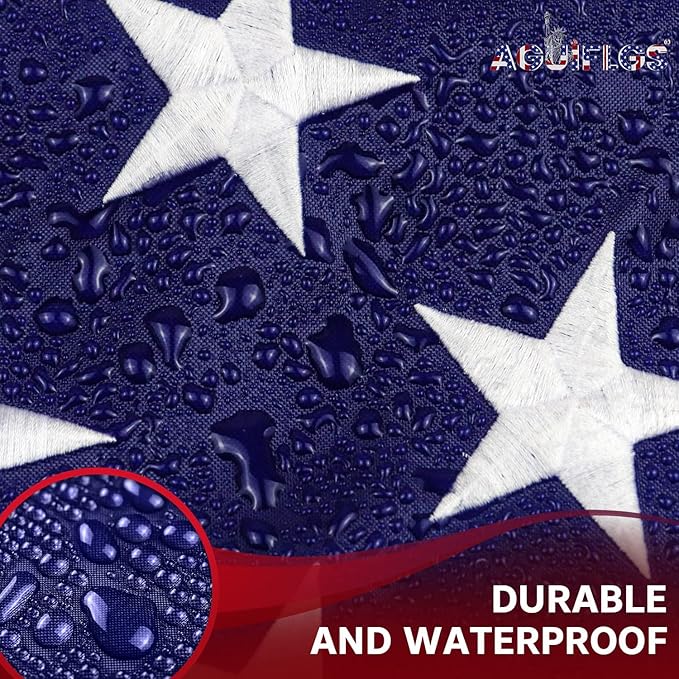 American Flag 5x8 Ft for Outside, Heavy Duty Nylon US Flag for High Wind, Durable Embroidered Stars, Sewn Stripes, Brass Grommets, Fade Resistant Waterproof USA Flags