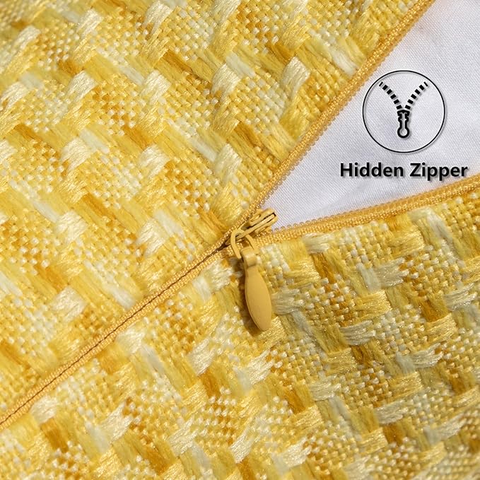 Kevin Textile Outdoor Waterproof Throw Pillow Covers Pack of 2 Farmhouse Decorative Cushion Covers for Garden Patio Tent Balcony Bench Couch Sofa 20x20 Inch, Yellow