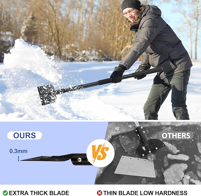 Ice Chopper, 67 Inch Stainless Steel Ice Scraper Heavy Duty Snow Shovel for Driveway Garages Yards Outdoor Stairs