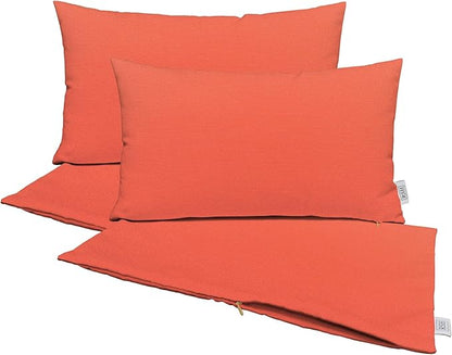 RSH DECOR: Sunbrella Pillow Covers Set of 4 | Covers Only - 26" x 16" | Outdoor Lumbar Pillow Covers Crafted with Sunbrella Performance Fabric | Canvas Melon