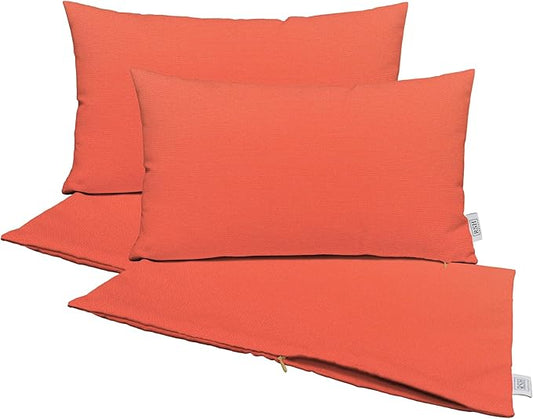RSH DECOR: Sunbrella Pillow Covers Set of 4 | Covers Only - 26" x 16" | Outdoor Lumbar Pillow Covers Crafted with Sunbrella Performance Fabric | Canvas Melon