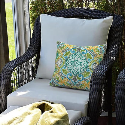 LVTXIII Outdoor/Indoor Throw Pillows, Decorative Patio Accent Pillows, Fluffy Water Repellent Garden Cushions for Home Patio Coach Sofa Use, 20×20 Inch, Pack of 2, Damask Green
