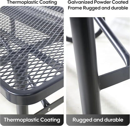 4FT Outdoor Picnic Tables,Heavy-Duty Metal Rectangular Picnic Table,Expanded Metal Commercial-Grade Table with 2 Benches & Umbrella Hole,Waterproof Coating Beach Table for Patio,Garden, Backyard