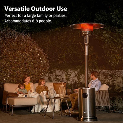 EAST OAK Anti-rust 50,000 BTU Patio Heater for Outdoor Use With Double-Layer Stainless Steel Burner, Round Table Design and Wheels, Outdoor Patio Heater for Home and Commercial, Stainless Steel