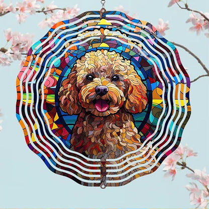 Poodle Dog Wind Spinners Outdoor Dog Memorial Gifts, 3D Metal Kinetic Hanging Garden Wind Spinner, Spinner Decor, Wind Sculptures for Outdoor & Indoor, Window, Yard Decor (Poodle 3)