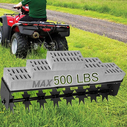 35-Inch Tow Behind Spike Aerator with Galvanized Steel Tines, 500LBS Durable Lawn Aerator Soil Penetrator Spikes Tractor with Extra-Wide Tow Bar for Lawn and Farm