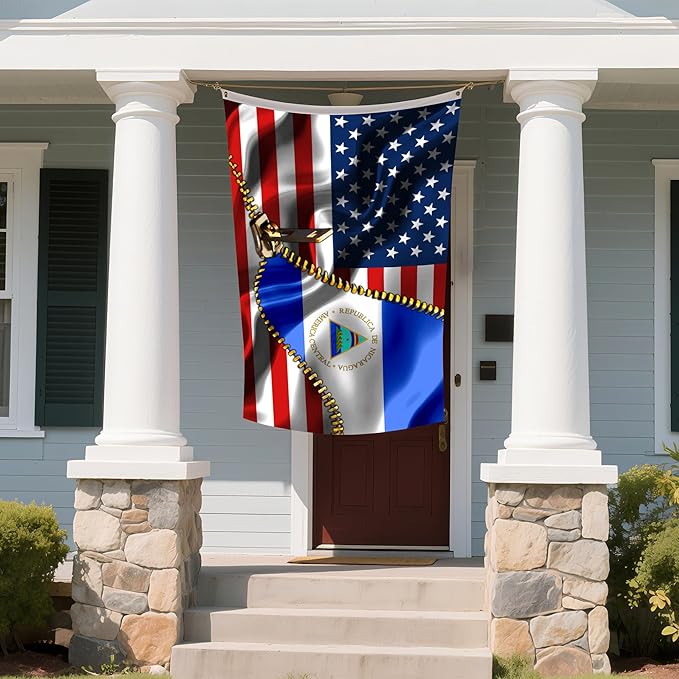 Vintage American America Usa Nicaraguan Nicaragua Flags For Outside Yard 3x5 Ft Double Sided Printed 100d Polyester Lightweight Garden Welcome Outdoor Banner Brass Grommets