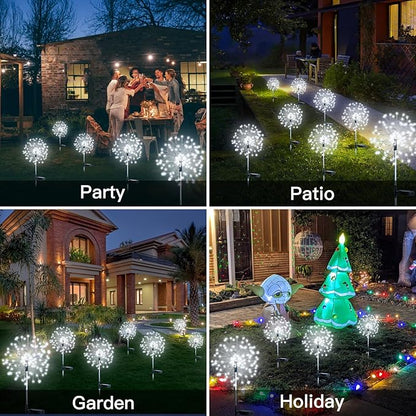 suddus Solar Garden Lights Outdoor Waterproof Decorative, 2Pack 150LED Firework Lights, Solar Fairy Lights for Yard, Garden, Party, Patio, Pathway, Flowerbed - White