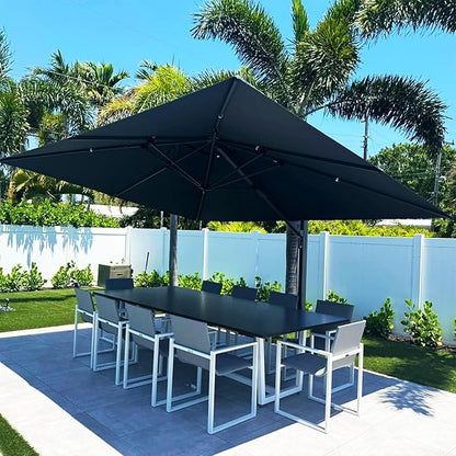 PURPLE LEAF 10' X 13' Rectangle Patio Umbrella with Base Large Windproof Offset Hanging Outdoor Umbrella Cantilever Umbrella Outdoor Patio Grey