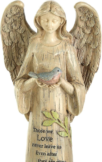 DUSVALLY Angel Statue, Garden Angel Figurines, Outdoor Sculptures and Statues, Praying Angel Resin, Statuary Garden Yard Décor Angel Collectible Sculptures, 10" H, Bird