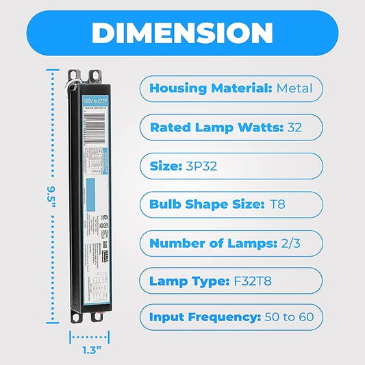 OHLECTRIC 20 Pack - Replacement for ICN3P32-SC 1,2&3 Lamp - T8 Fluorescent Ballast, Electronic Ballast Replacement 120-277 Volt, Instant Start - Standard and Energy Efficient Ballasts - UL Approved