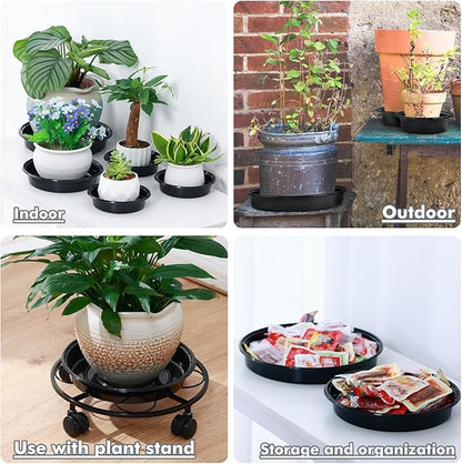 Plant Saucer 50 Pack Plant Trays for Pots 4 Inch Plastic Plant Saucers for Outdoors and Indoors Drip Trays for Potted Plants Flower Pot Plates to Catch Water Plant Drainage Dishes No Holes, Black