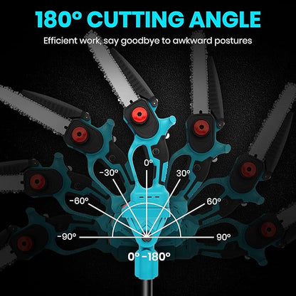2-in-1 Cordless Pole Saw & 8 Inch Mini Chainsaw with Carrying Bag, 2×21V 3000mAh Rechargeable Batteries, Lightweight (7.3 lbs), 14FT Max Reach Electric Pole Saw for Tree Trimming, Branch Cutter
