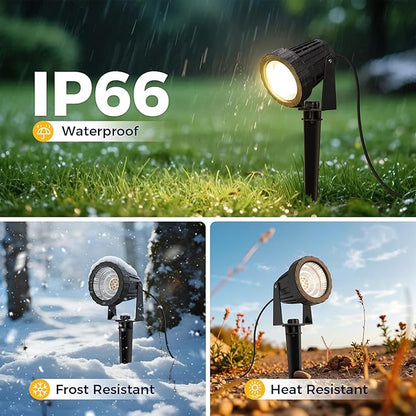 L LOHAS LED Outdoor Landscape Lighting, Auto On/Off 3000K Low Voltage Landscape Lighting, IP66 Waterproof Spot Lights for Yard, Outside, Garden, House, Pathway, Plant, Holiday Decor (6 Pack)