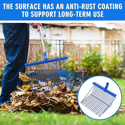 Tandefio 1 Pack Pitchfork Replacement Head Metal Horse Manure Rake Gardening Pitch Fork with Angled Tines for Horse Stall Poop Picking up(Blue)