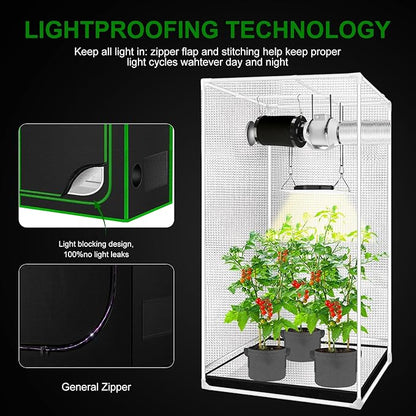 MELONFARM 34"x34"x72'' Grow Tent, High Reflective 600D Diamond Mylar Canvas with Observation Window and Floor Tray for Hydroponic Indoor Plant Growing