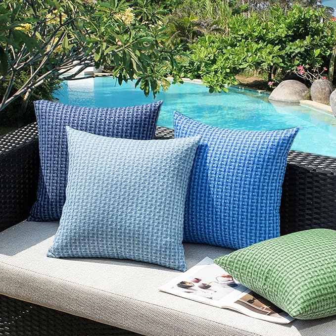 Kevin Textile Outdoor Waterproof Throw Pillow Covers Pack of 2 Farmhouse Decorative Cushion Covers for Garden Patio Tent Balcony Bench Couch Sofa 18x18 Inch, Sage Green