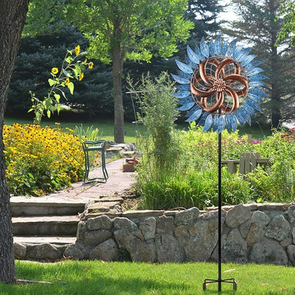 WONDER GARDEN Wind Spinner - 6.2FT Large Wind Sculpture Wind Spinner Metal Windmills for Patio Lawn and Garden Outdoor Decorations