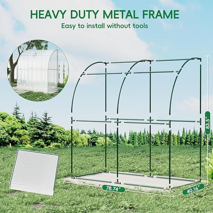 SPECILITE 79” x 40” x 83” Lean to Greenhouse for Outdoors, Portable Walk-in Plant Green House with 1 Roll-up Zipper Door and Mesh Window, Reinforced Steel Frame with PE Cover, Anchor and Ropes, White
