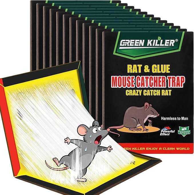 12 Pack Sticky Mouse Traps, Sticky Traps for Rats Mice Rodents Snakes No Touch Indoor Mouse Traps for Home Kitchen Garage Attic Basements, Easy to Set, Black
