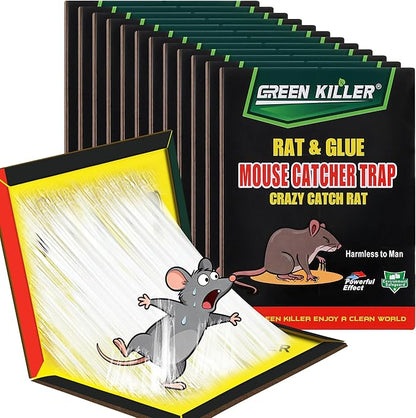 12 Pack Sticky Mouse Traps, Sticky Traps for Rats Mice Rodents Snakes No Touch Indoor Mouse Traps for Home Kitchen Garage Attic Basements, Easy to Set, Black