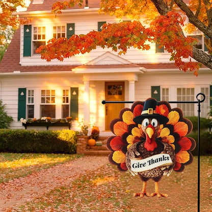 Thanksgiving Garden Flags 12x18 Inch Double Sided, Fall Turkey Yard Flags for Outside, Farmhouse Front Porch Outdoor Autumn Decor Holiday All Seasons Decoration